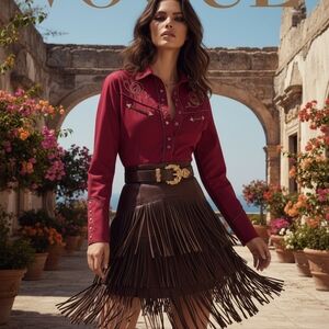 Vtg 90s Panhandle Slim Red Embroidered Western Snap Shirt M Cowgirl Yellowstone